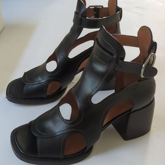 Chloé Black Gaile Leather Sandals Cut Out - Picture 4 of 12